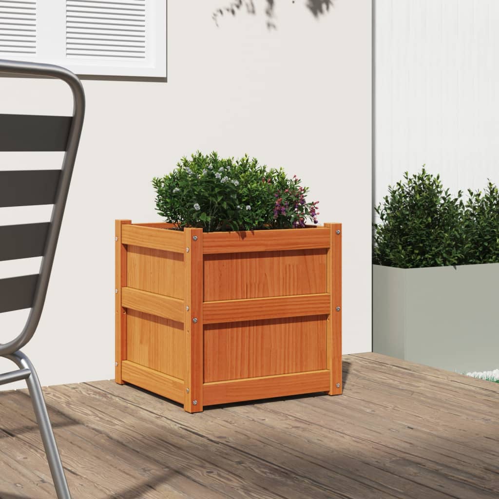 Hageplantekasse voksbrun 50x50x50 cm heltre furu