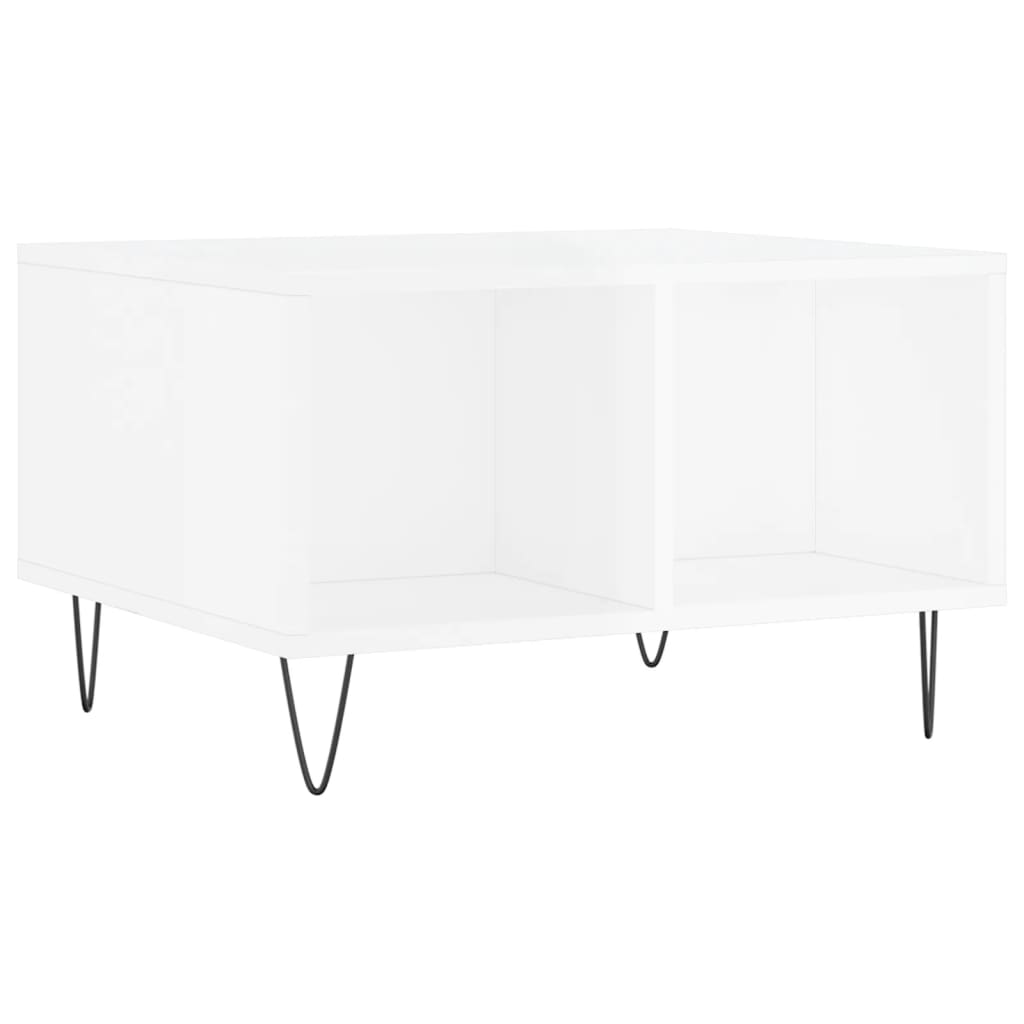 Salongbord høyglans hvit 60x50x36,5 cm konstruert tre