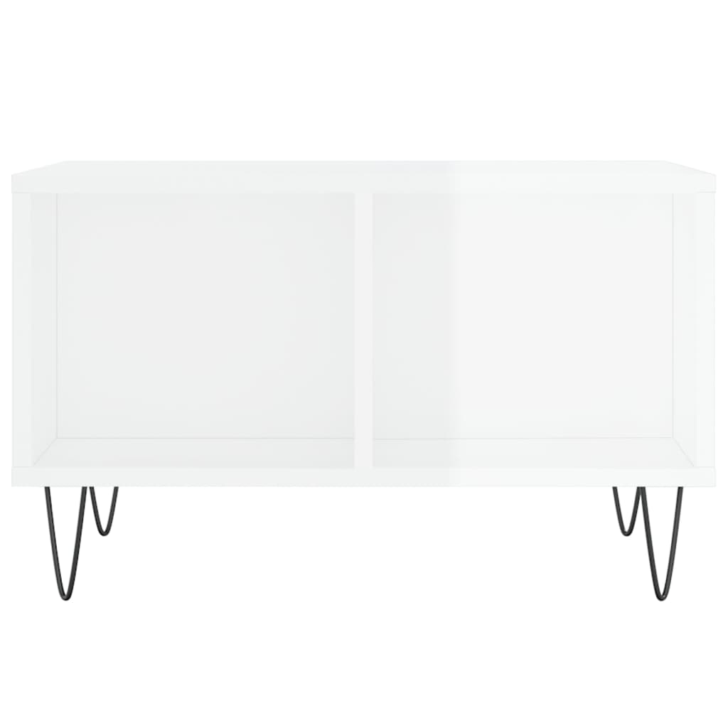 Salongbord høyglans hvit 60x50x36,5 cm konstruert tre