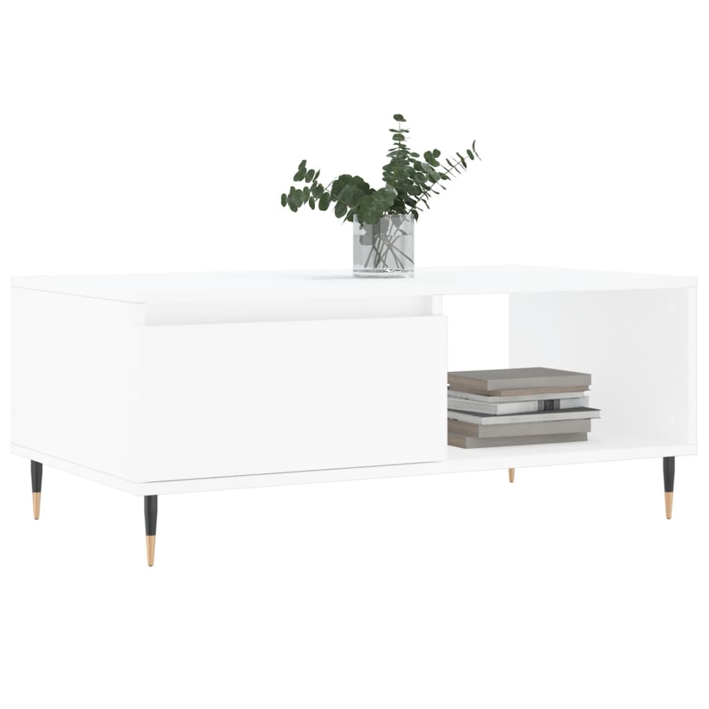 Salongbord hvit 90x50x36,5 cm konstruert tre
