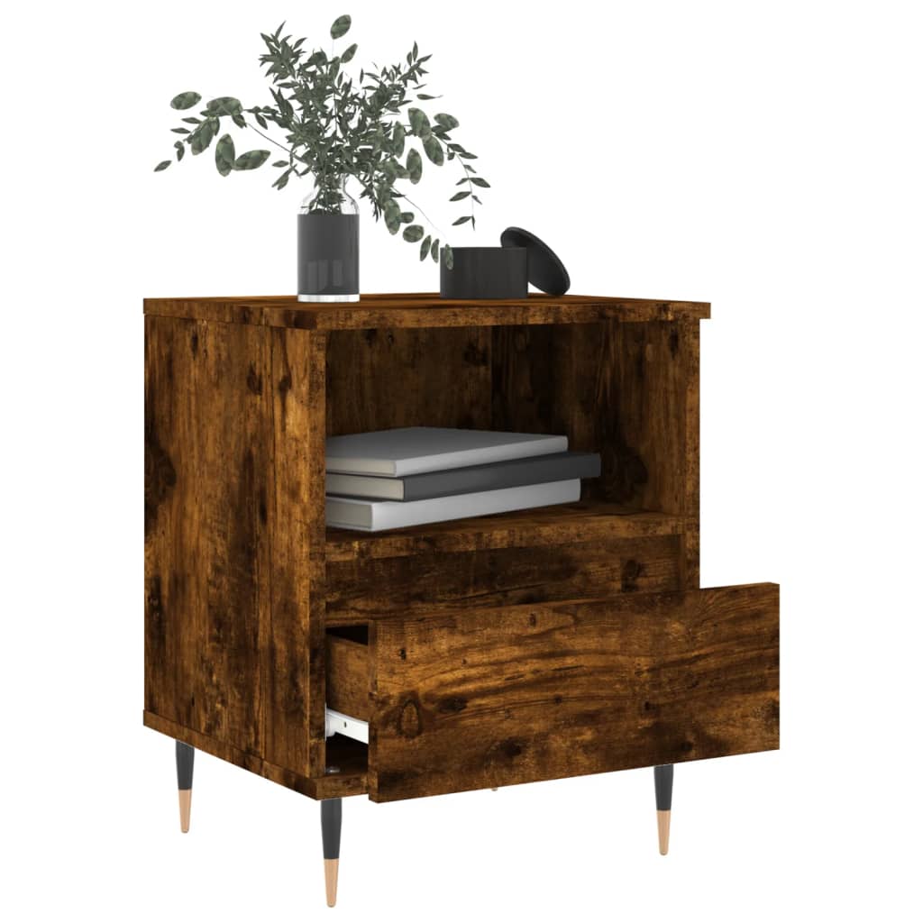 Nattbord 2 stk røkt eik 40x35x50 cm konstruert tre
