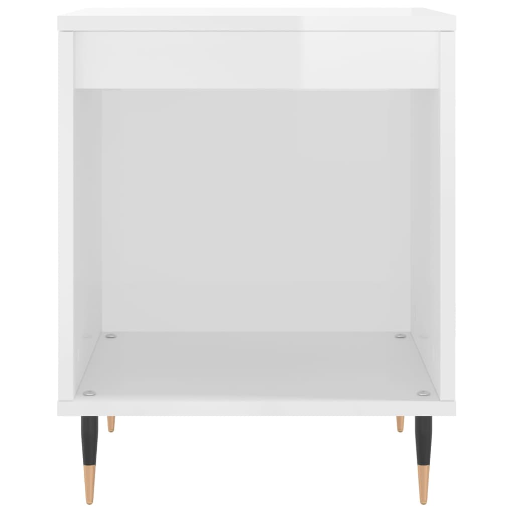 Nattbord 2 stk høyglans hvit 40x35x50 cm konstruert tre