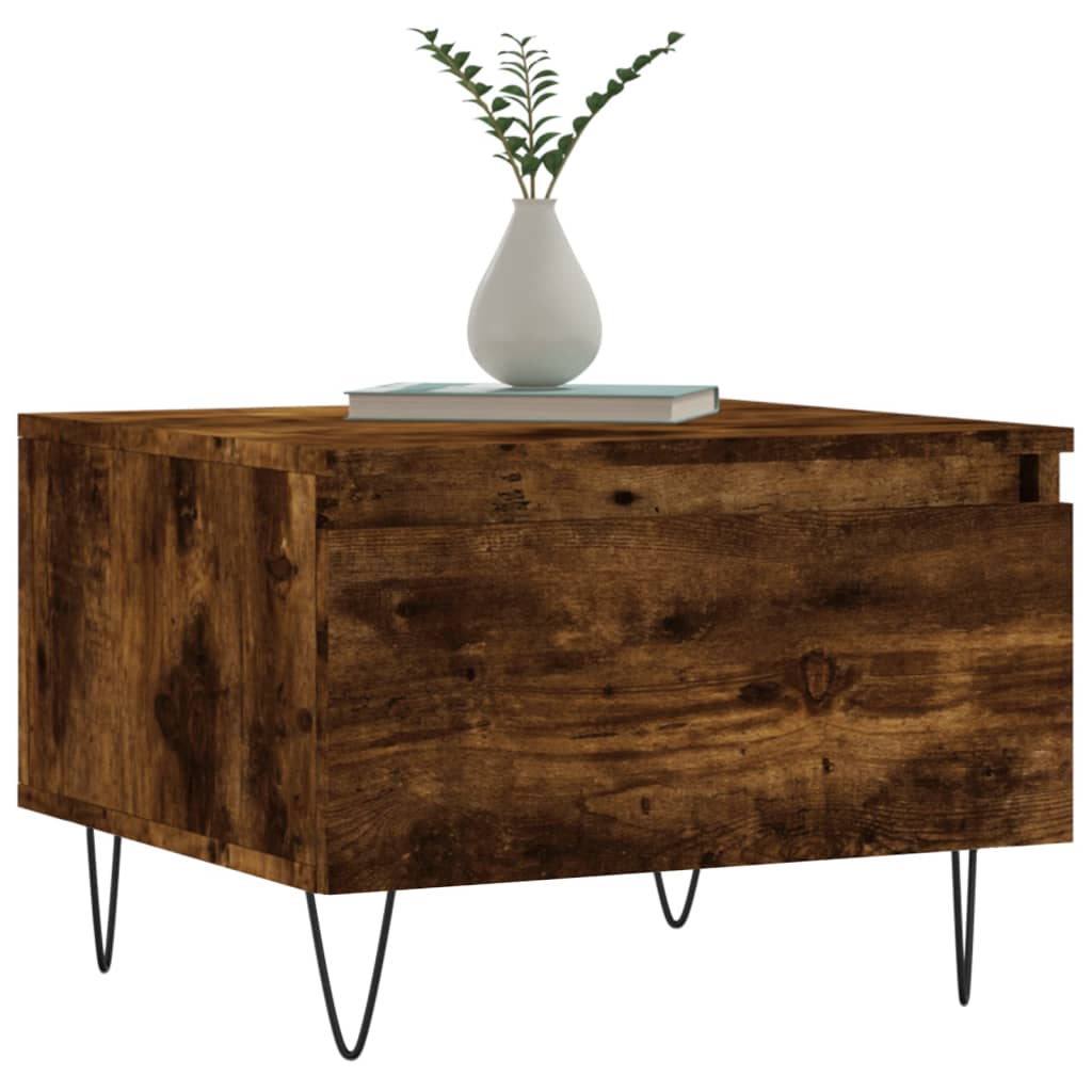 Salongbord 2 stk røkt eik 50x46x35 cm konstruert tre