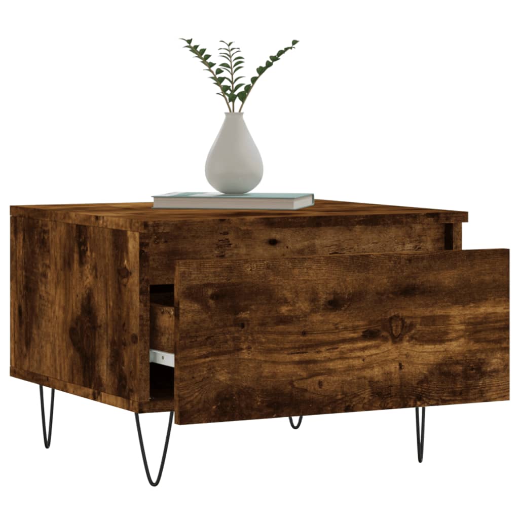 Salongbord 2 stk røkt eik 50x46x35 cm konstruert tre