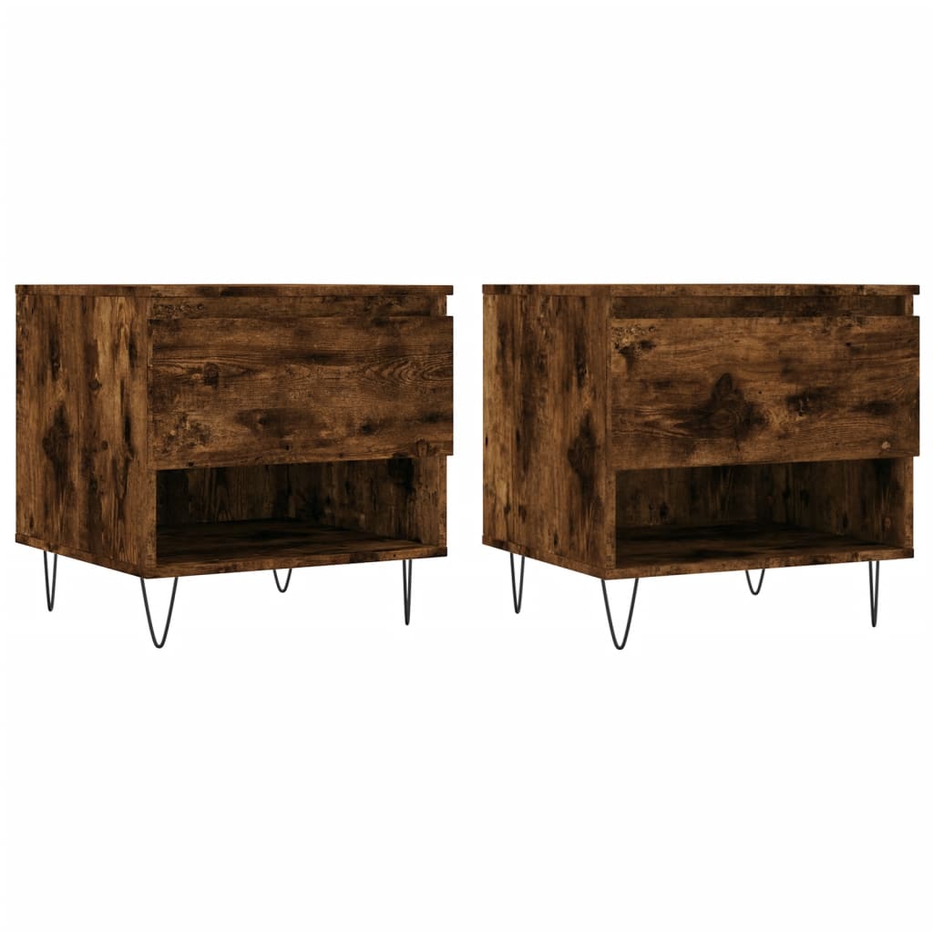Salongbord 2 stk røkt eik 50x46x50 cm konstruert tre
