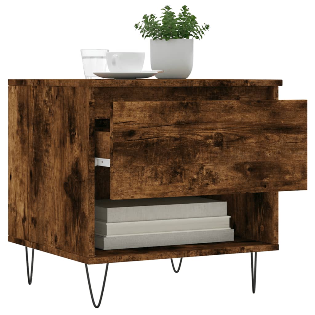 Salongbord 2 stk røkt eik 50x46x50 cm konstruert tre