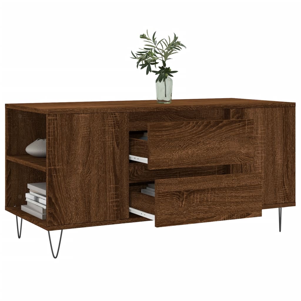 Salongbord brun eik 102x44,5x50 cm konstruert tre