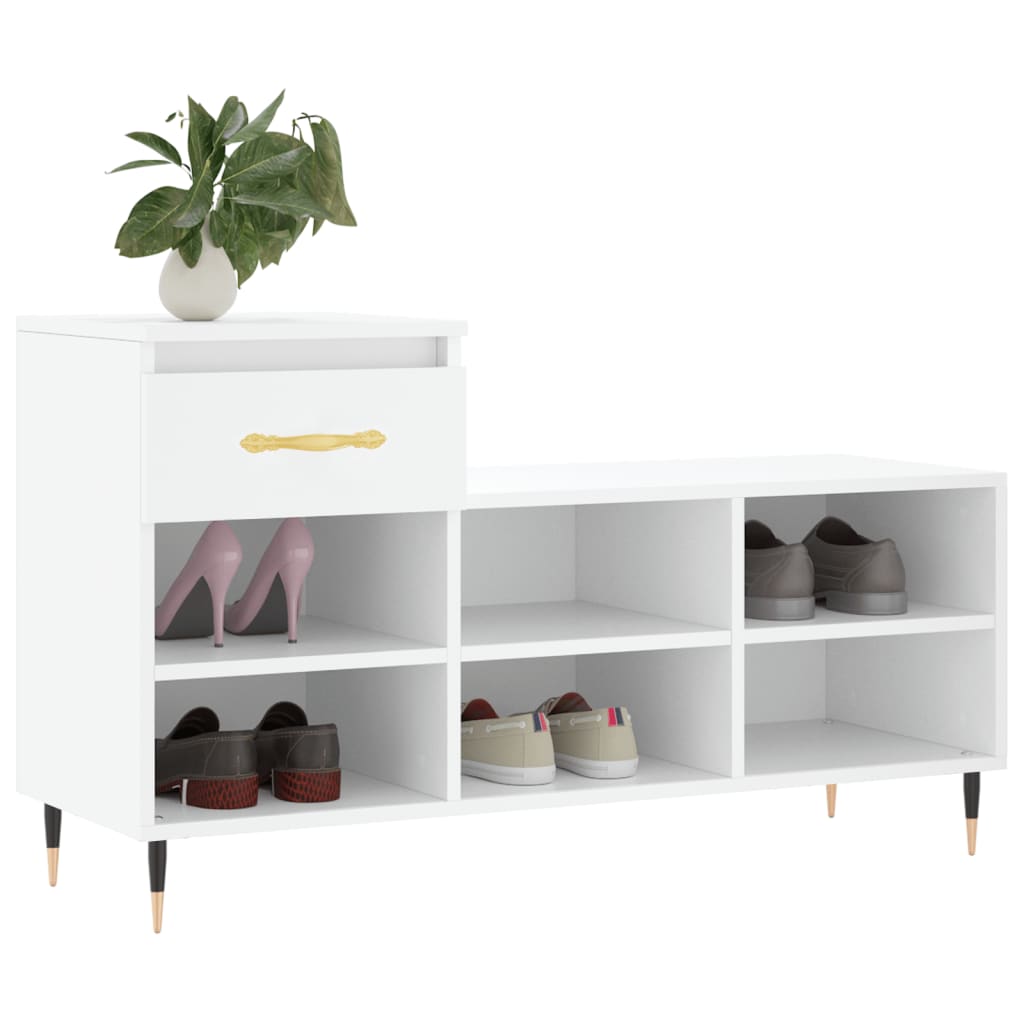 Skoskap hvit 102x36x60 cm konstruert tre
