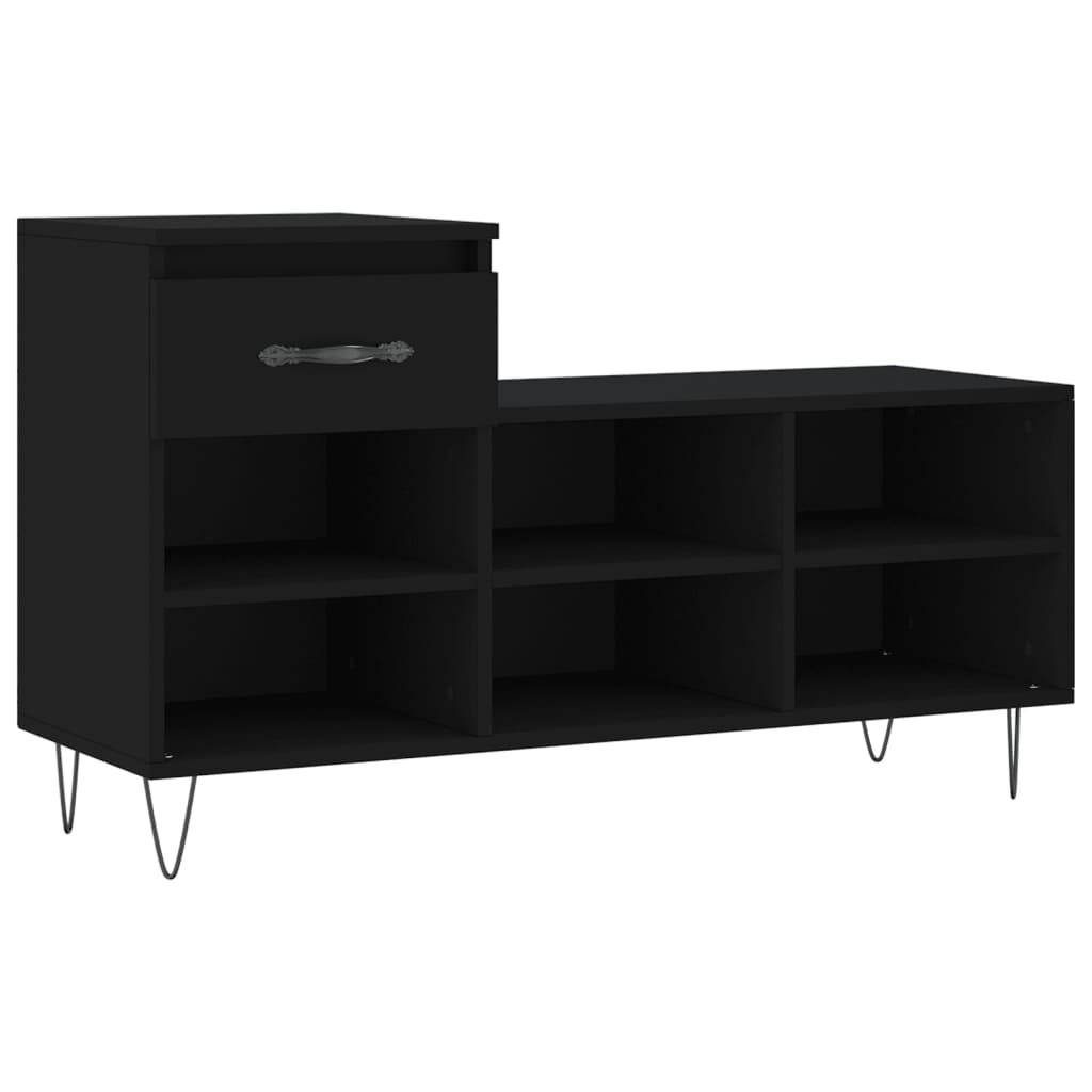 Skoskap svart 102x36x60 cm konstruert tre