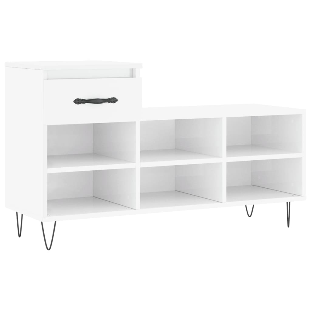 Skoskap høyglans hvit 102x36x60 cm konstruert tre