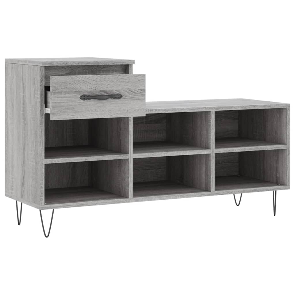 Skoskap grå sonoma 102x36x60 cm konstruert tre