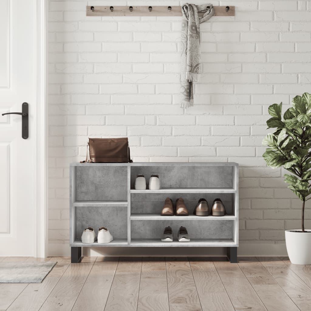 Skoskap betonggrå 102x36x60 cm konstruert tre