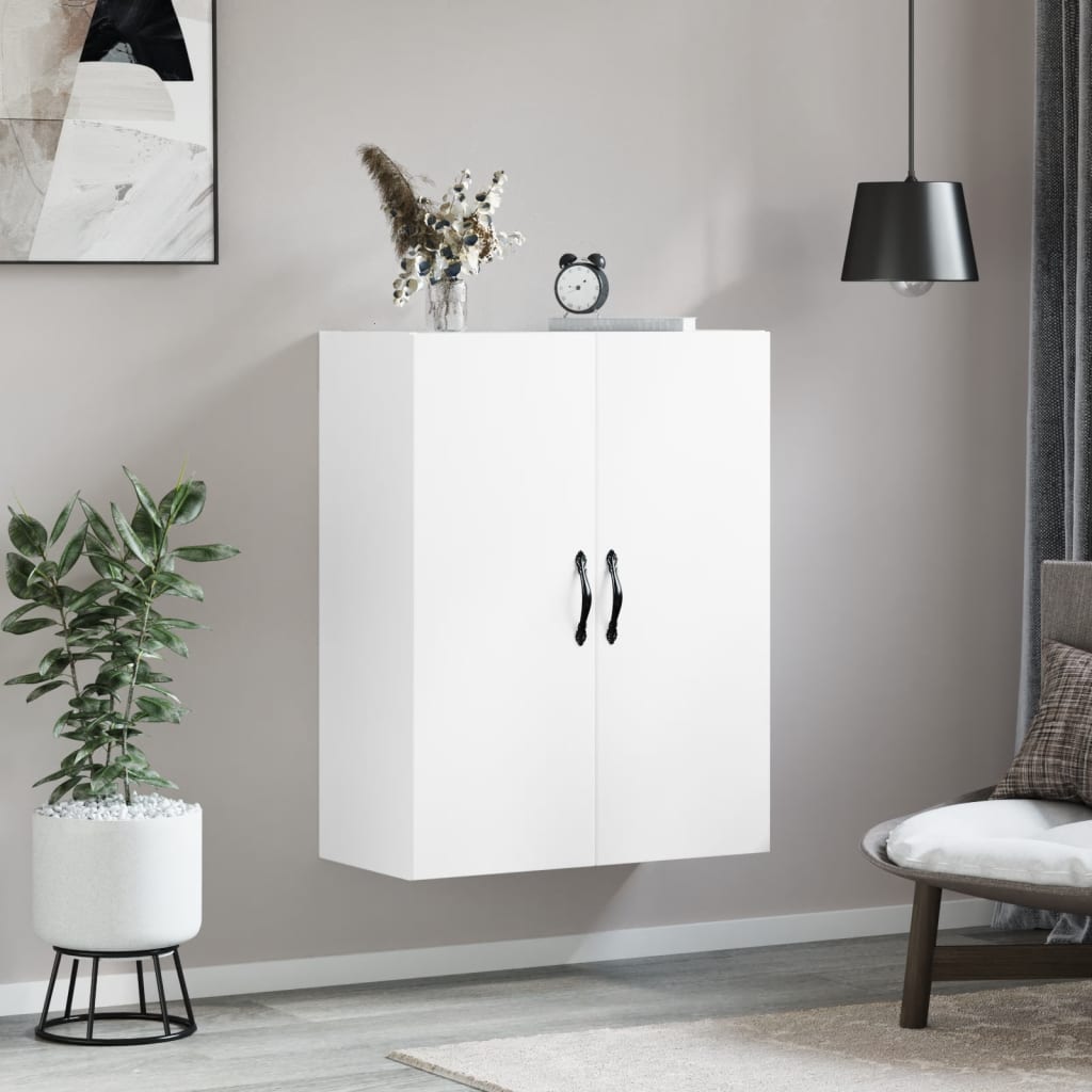 Veggmontert skap hvit 69,5x34x90 cm konstruert tre