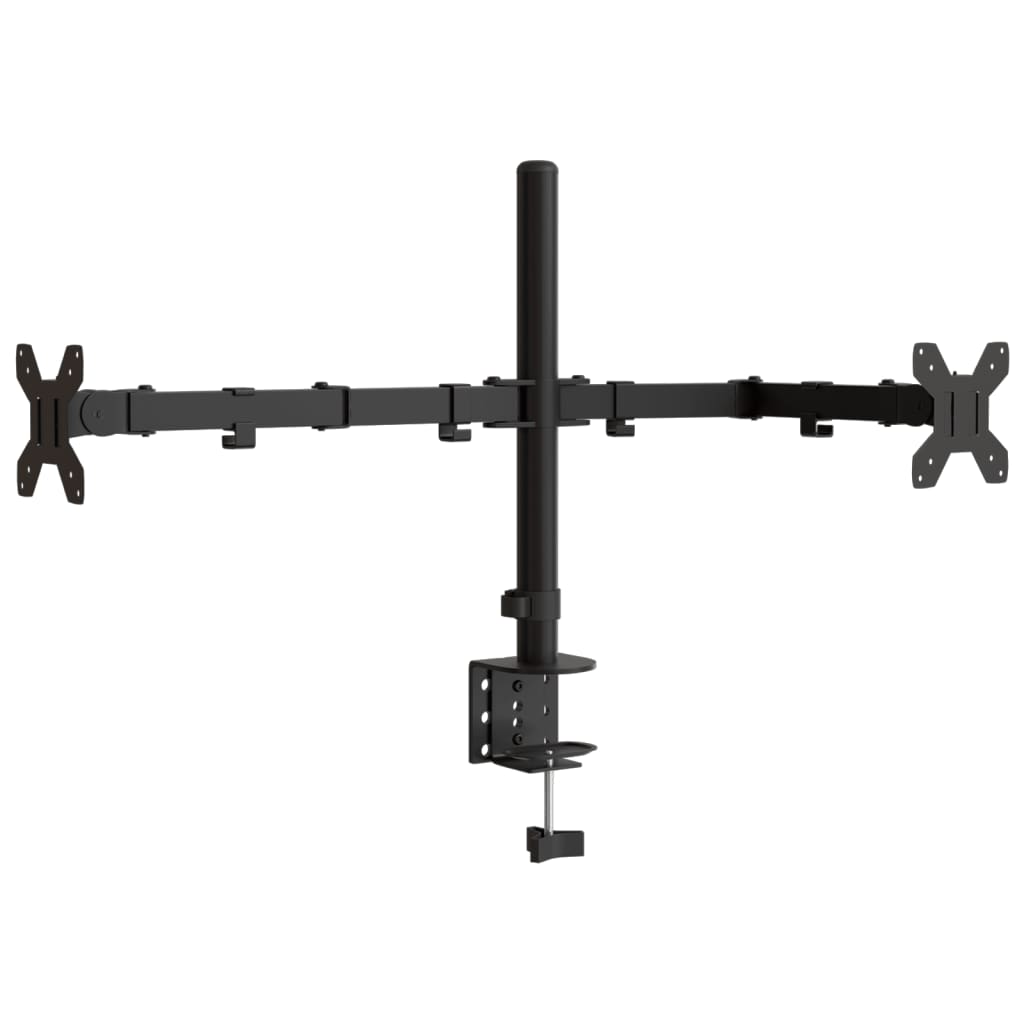 Dobbelt skjermstativ svart stål VESA 75/100 mm