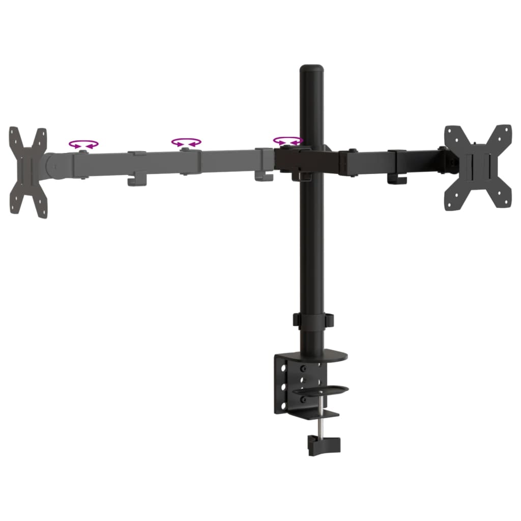 Dobbelt skjermstativ svart stål VESA 75/100 mm