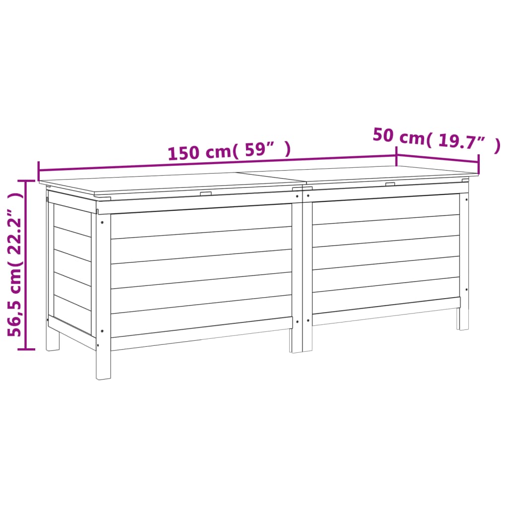 Putekasse hvit 150x50x56,5 cm heltre gran