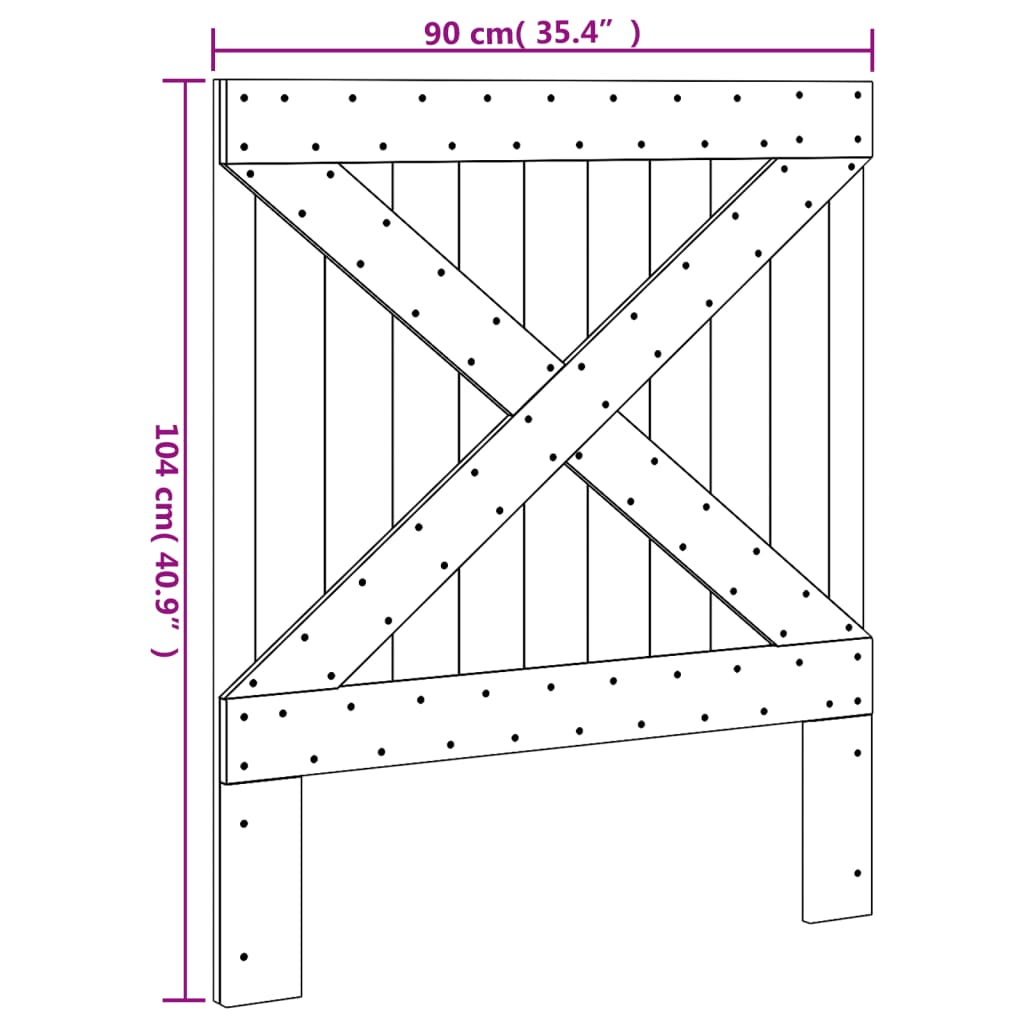Sengegavl 90x104 cm heltre furu