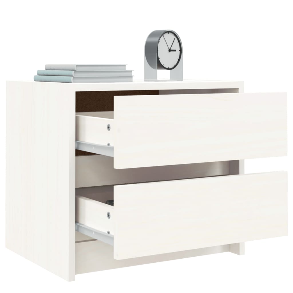Nattbord 2 stk hvit 40x31x35,5 cm heltre furu