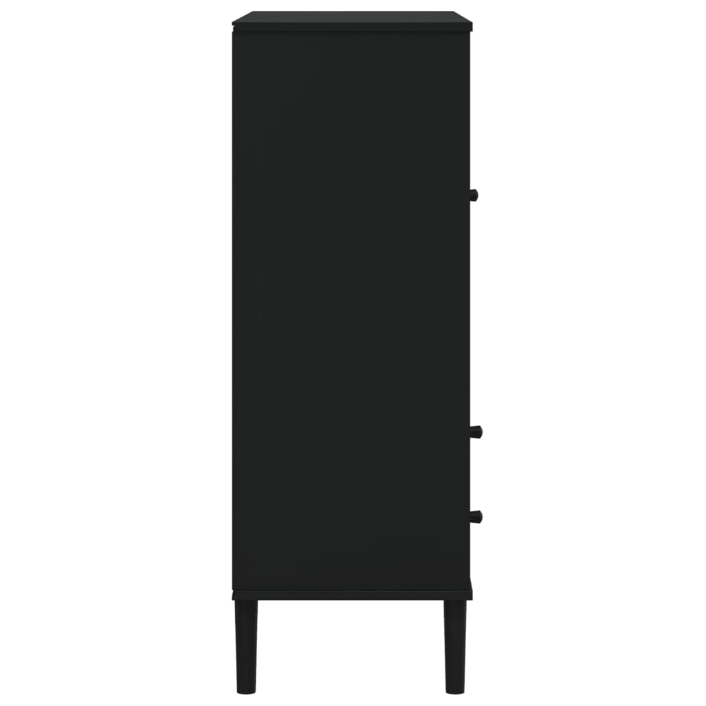 Skjenk SENJA rotting utseende svart 90x40x112 cm heltre furu