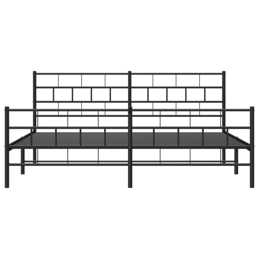 Sengeramme i metall med hode- og fotgavl svart 183x213 cm