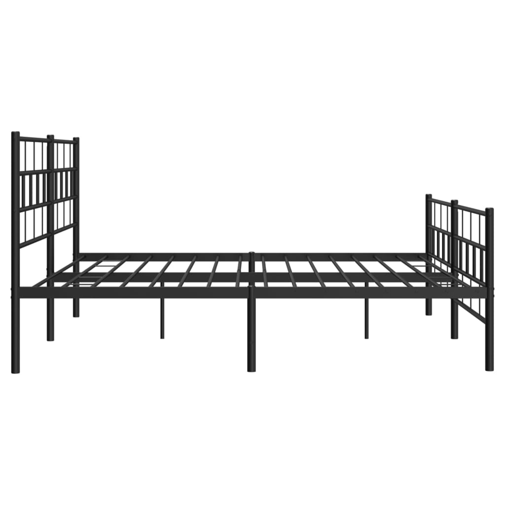 Sengeramme i metall med hode- og fotgavl svart 183x213 cm