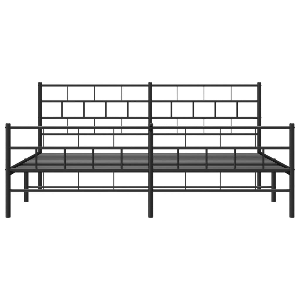 Sengeramme i metall med hode- og fotgavl svart 193x203 cm