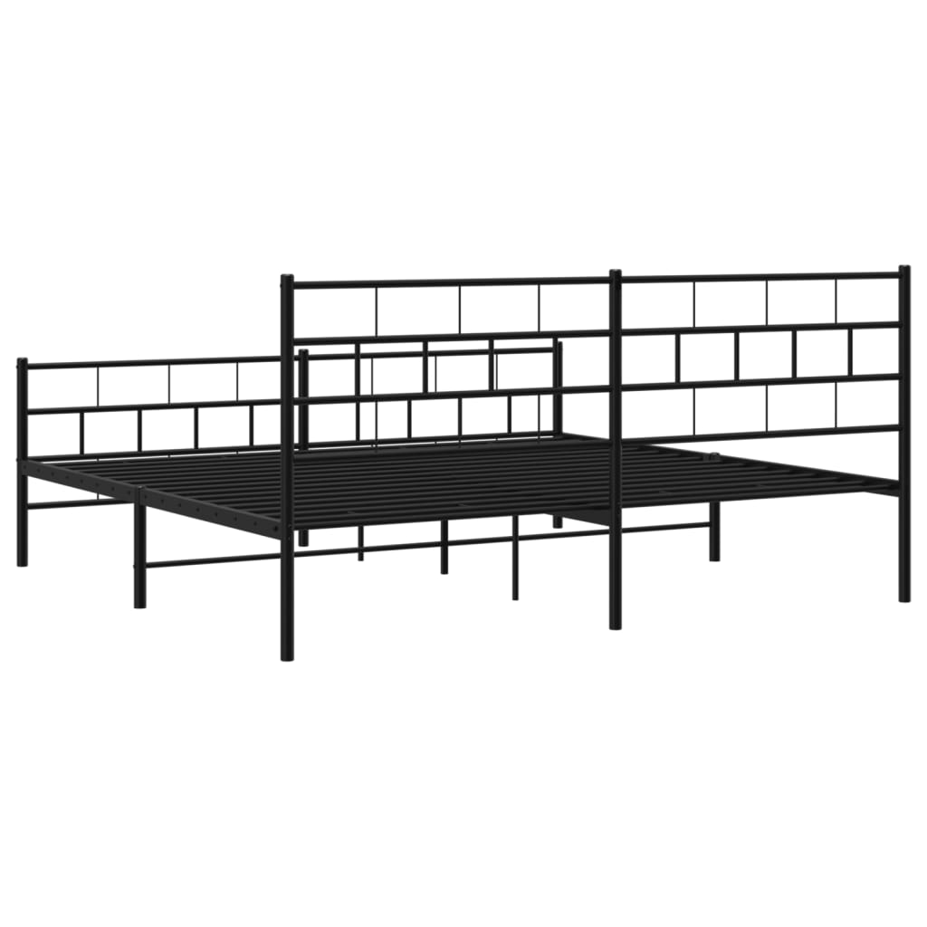 Sengeramme i metall med hode- og fotgavl svart 193x203 cm