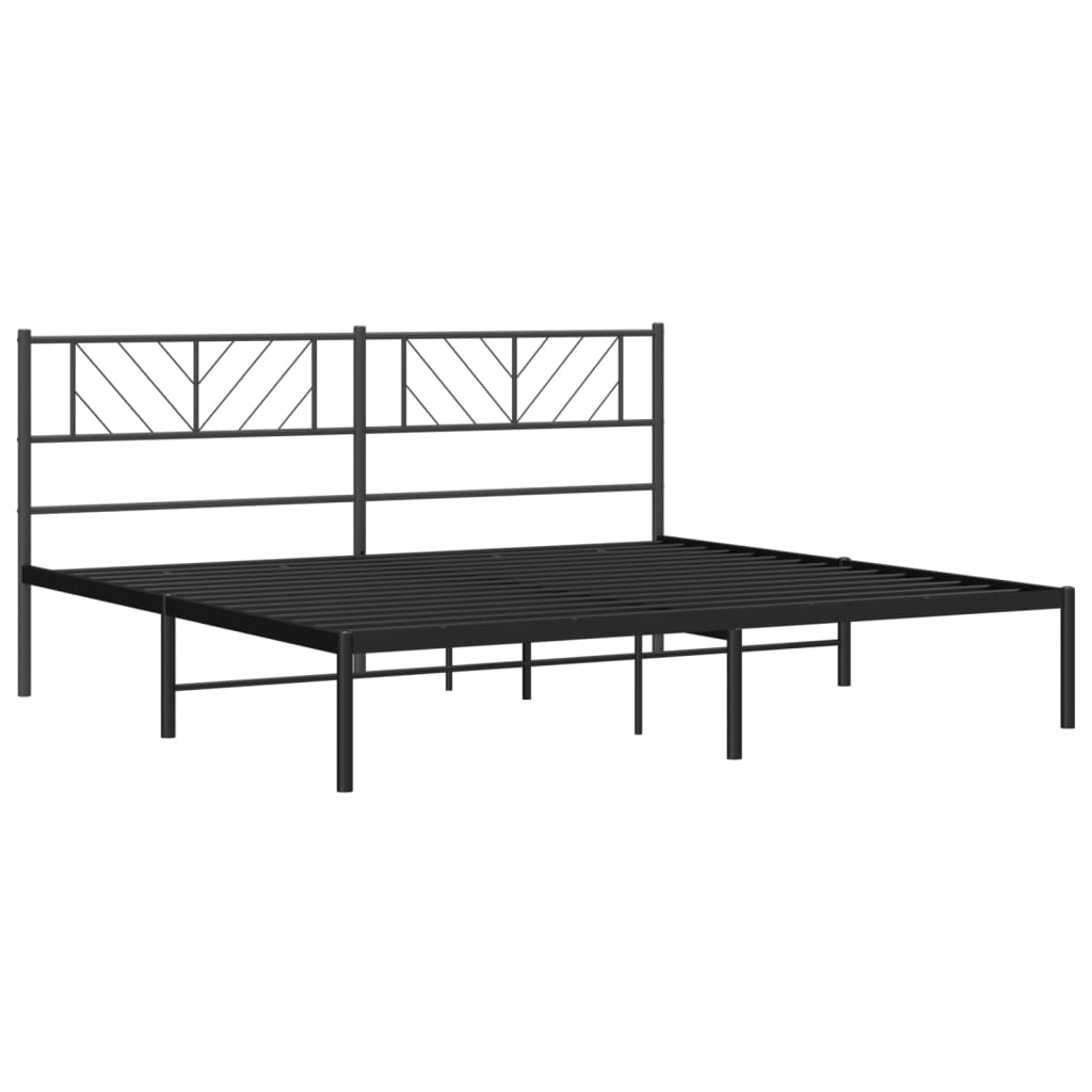 Sengeramme i metall med sengegavl svart 193x203 cm