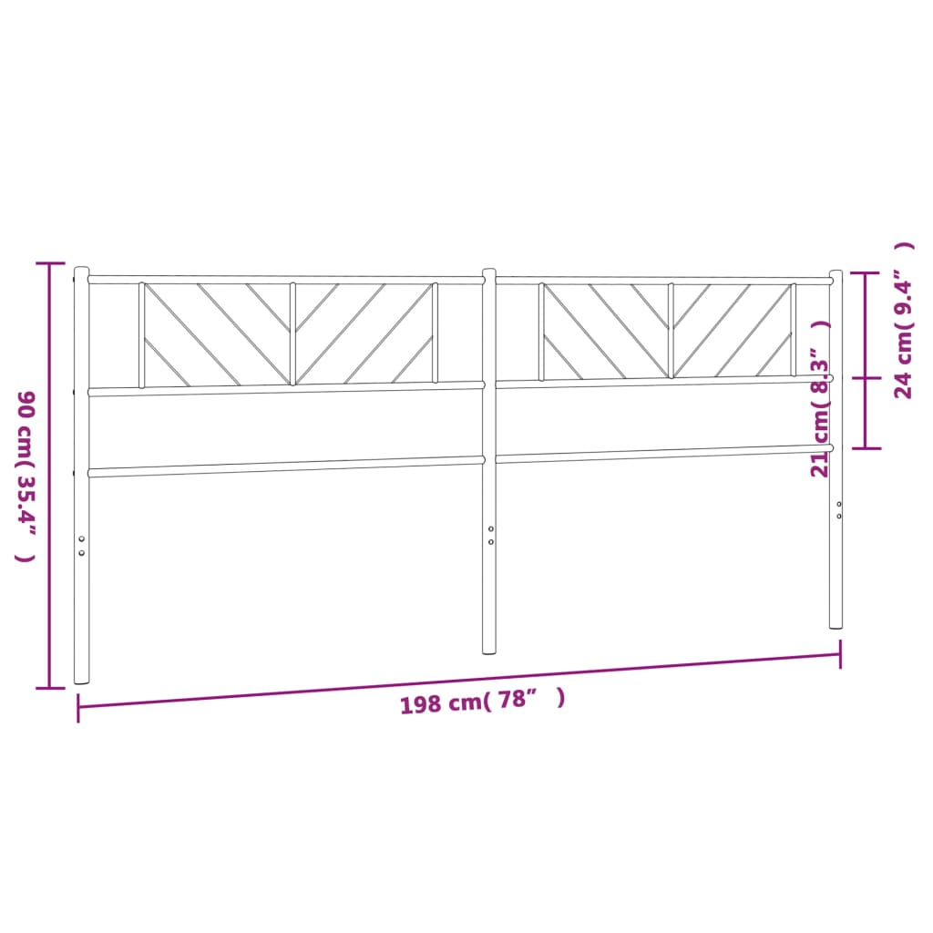 Utskiftbar sengegavl i metall hvit 193 cm