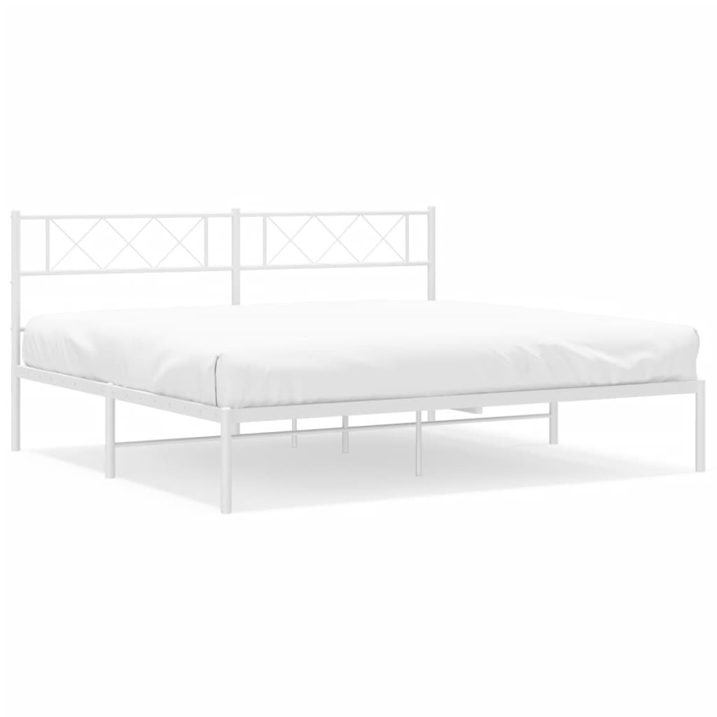 Sengeramme i metall med hodegavl hvit 183x213 cm
