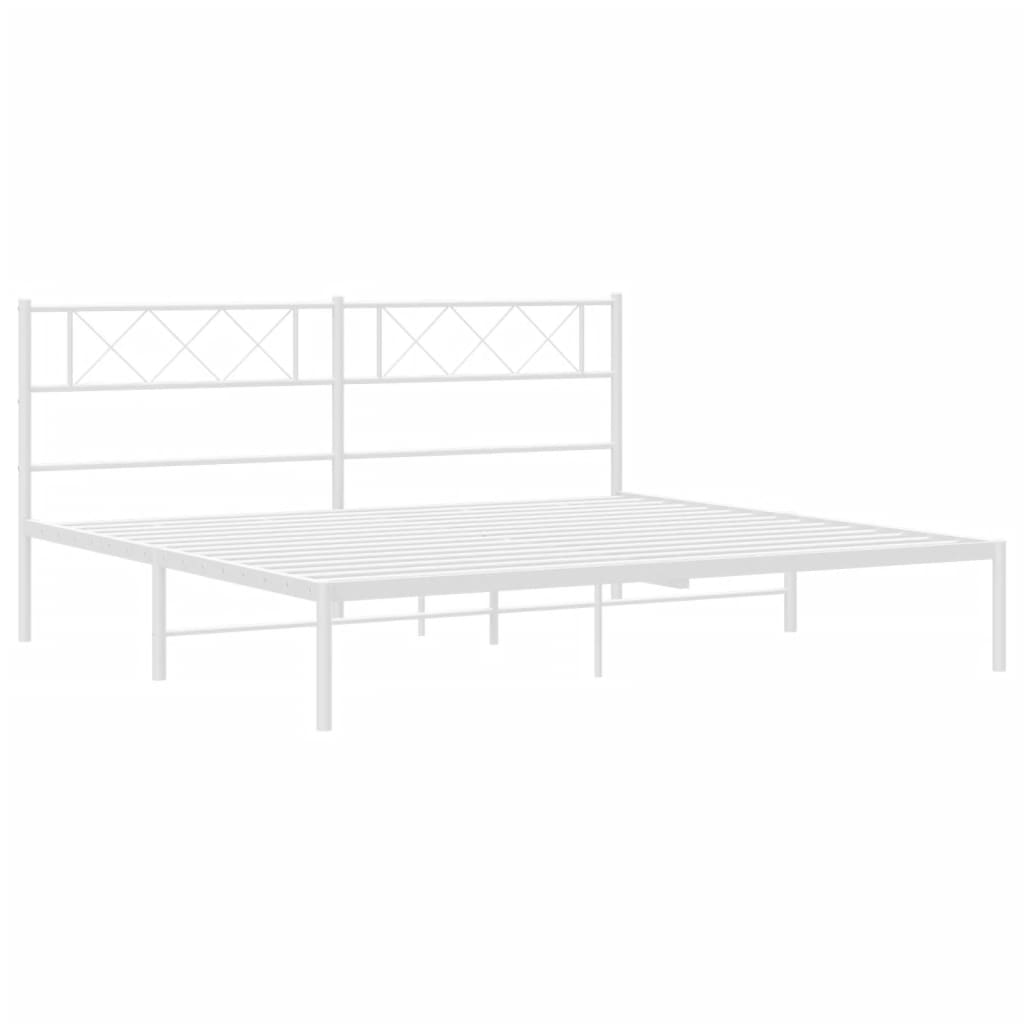 Sengeramme i metall med hodegavl hvit 183x213 cm
