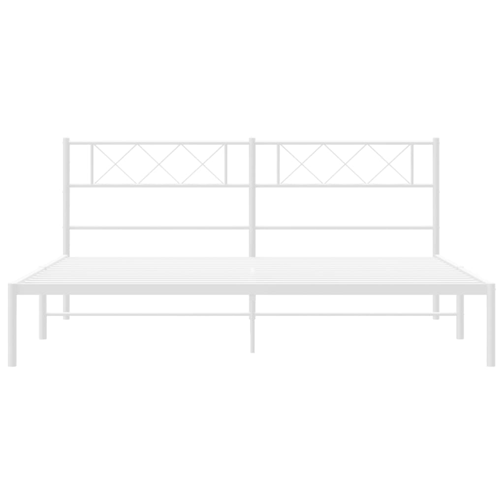 Sengeramme i metall med hodegavl hvit 183x213 cm