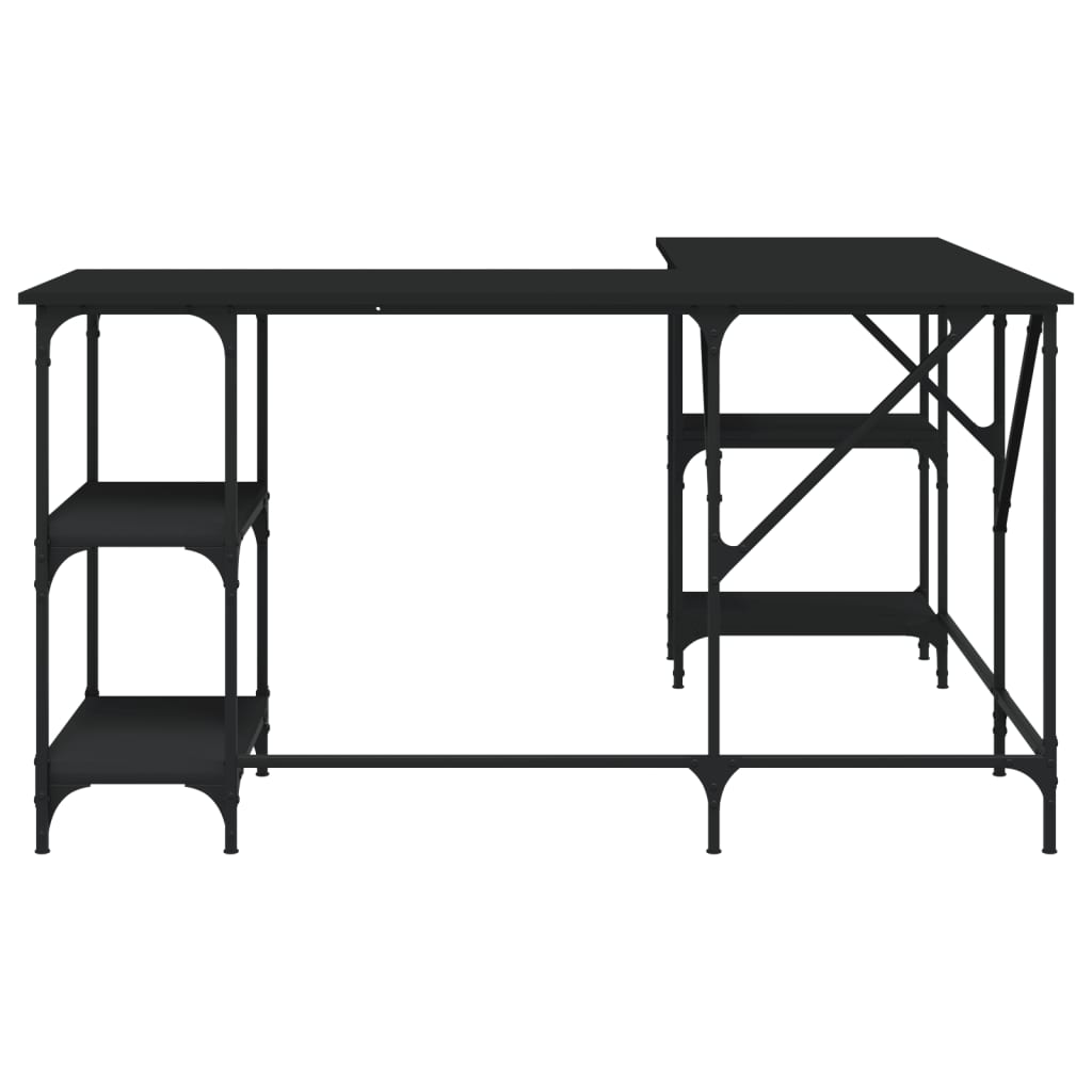 Skrivebord svart 139x139x75 cm konstruert tre