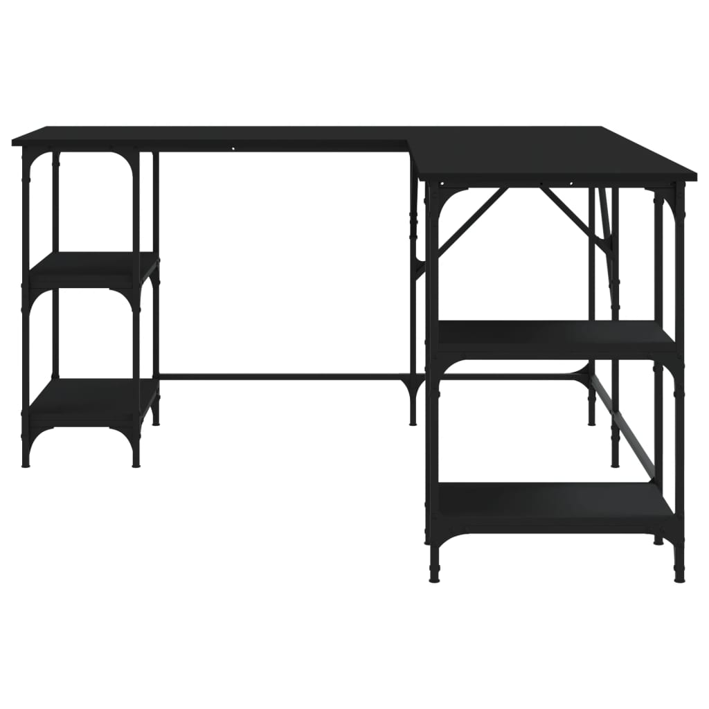 Skrivebord svart 139x139x75 cm konstruert tre