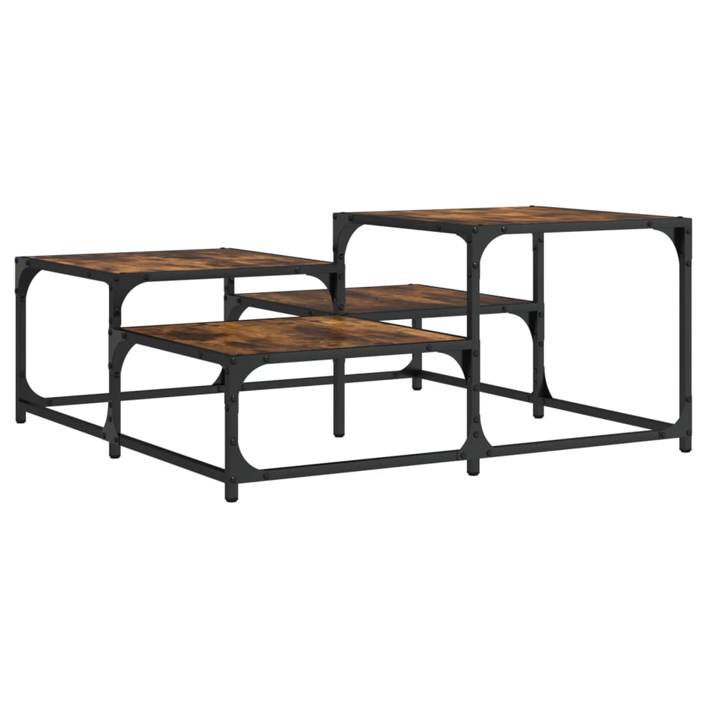 Salongbord røkt eik 87,5x87,5x40 cm konstruert tre