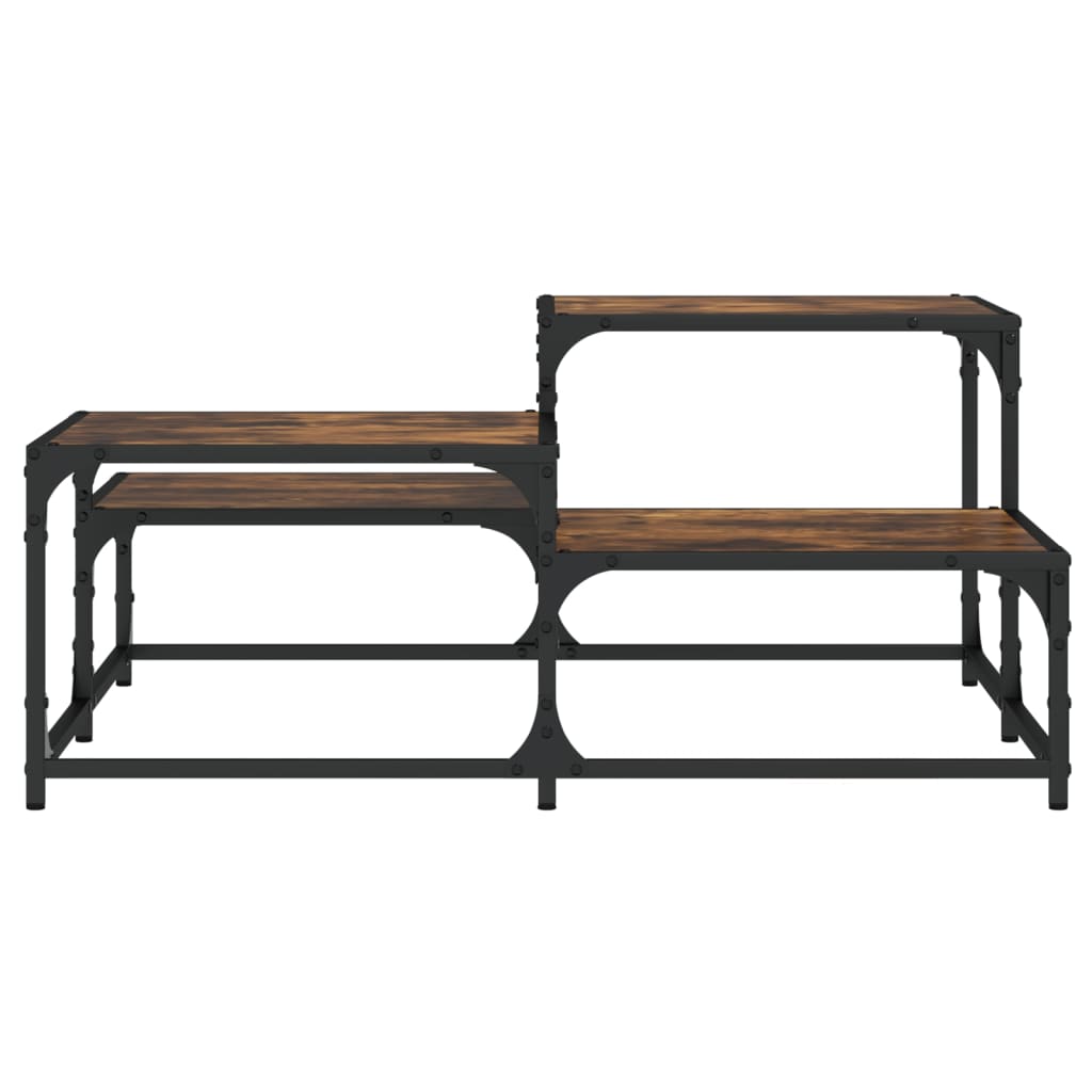 Salongbord røkt eik 87,5x87,5x40 cm konstruert tre