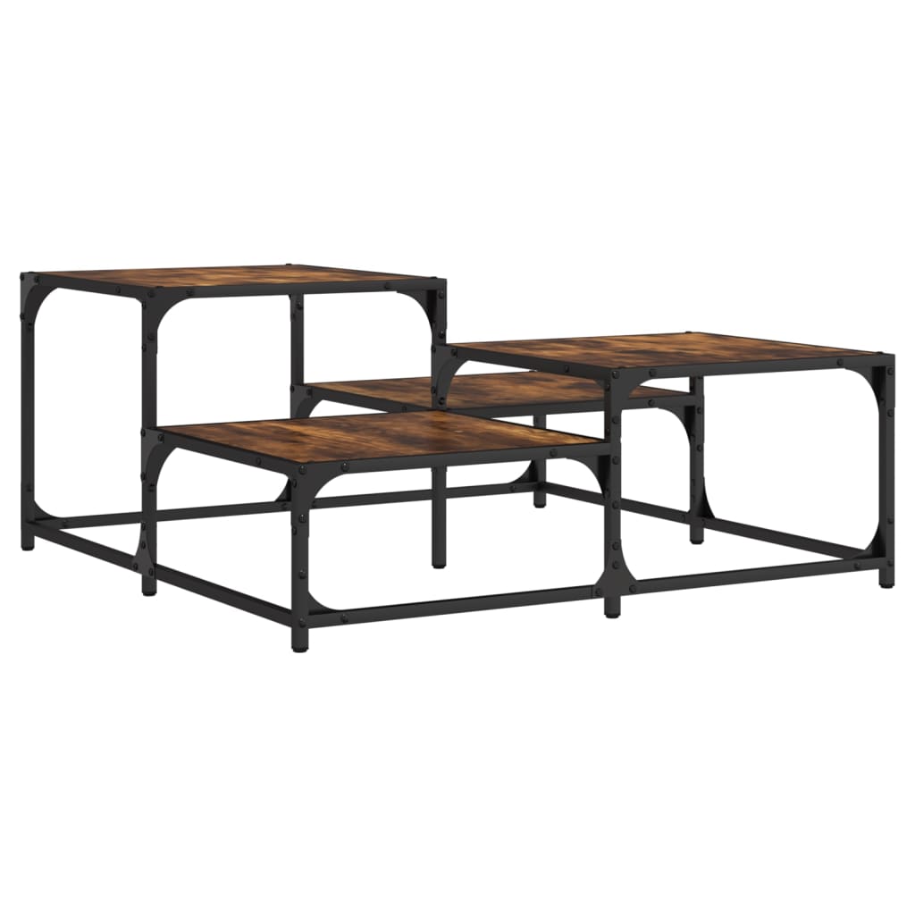 Salongbord røkt eik 87,5x87,5x40 cm konstruert tre