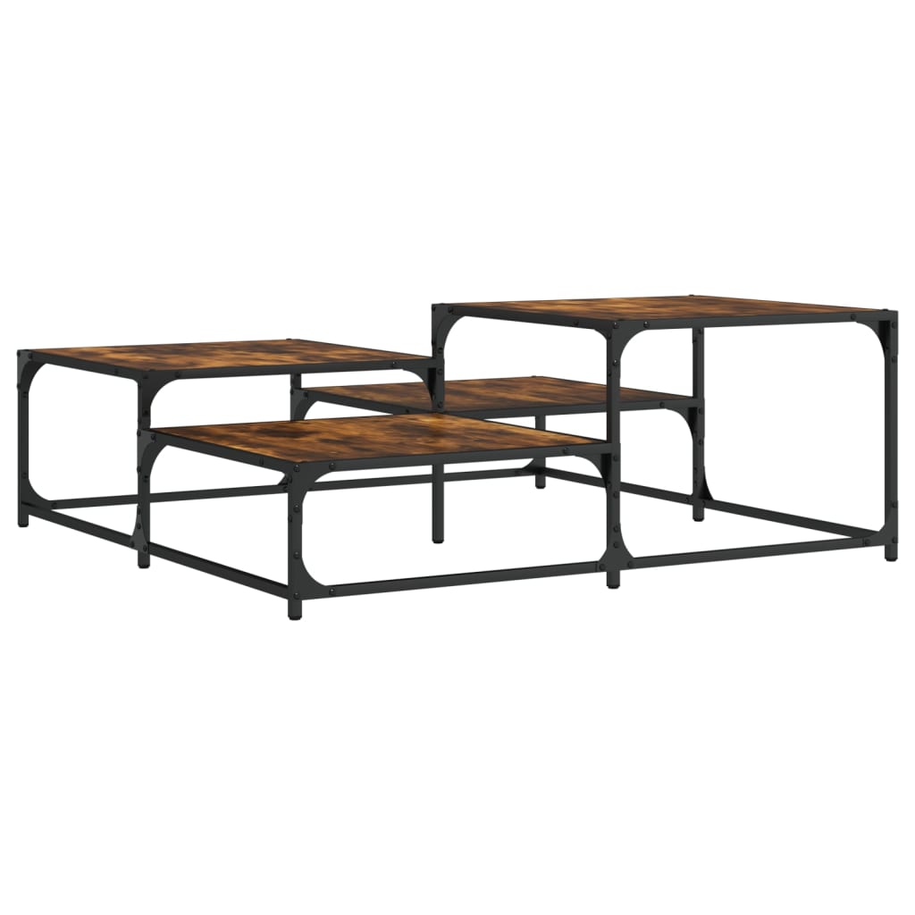 Salongbord røkt eik 107x107x40 cm konstruert tre