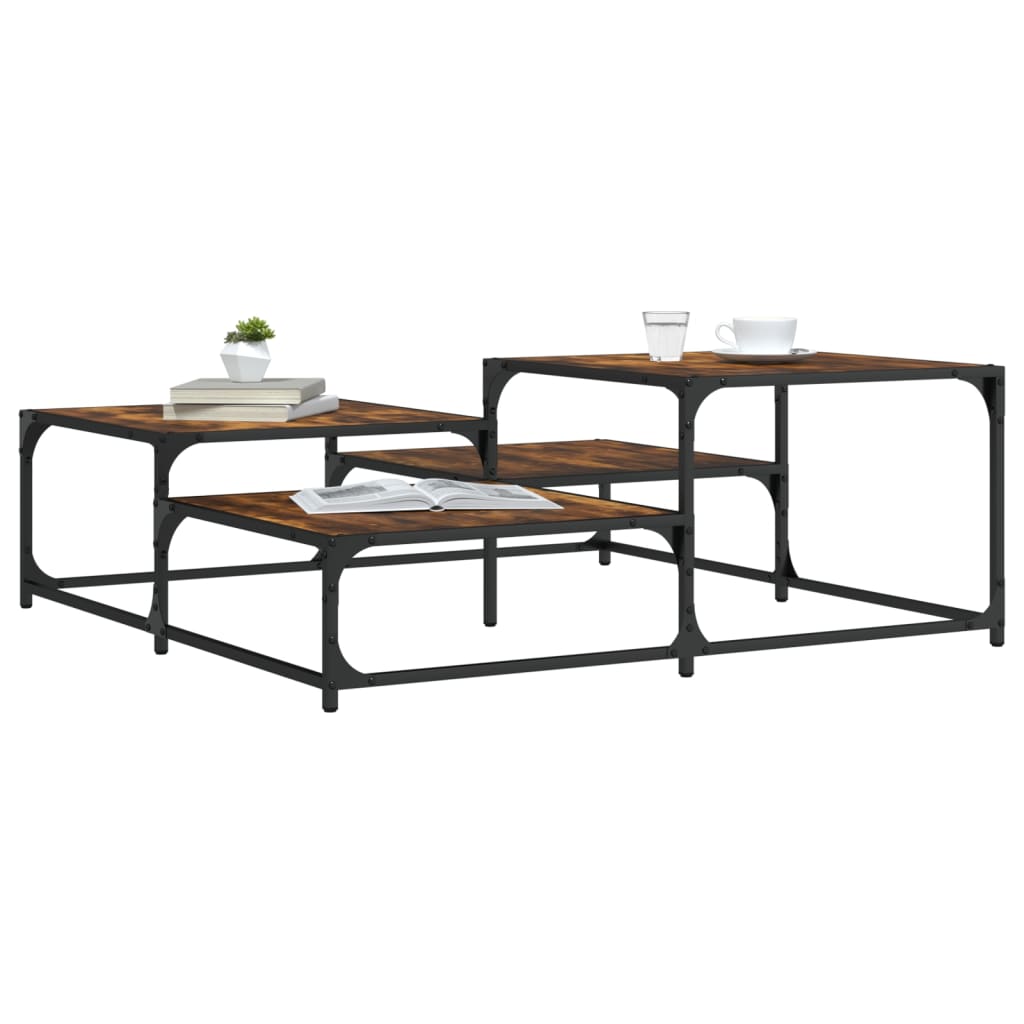 Salongbord røkt eik 107x107x40 cm konstruert tre