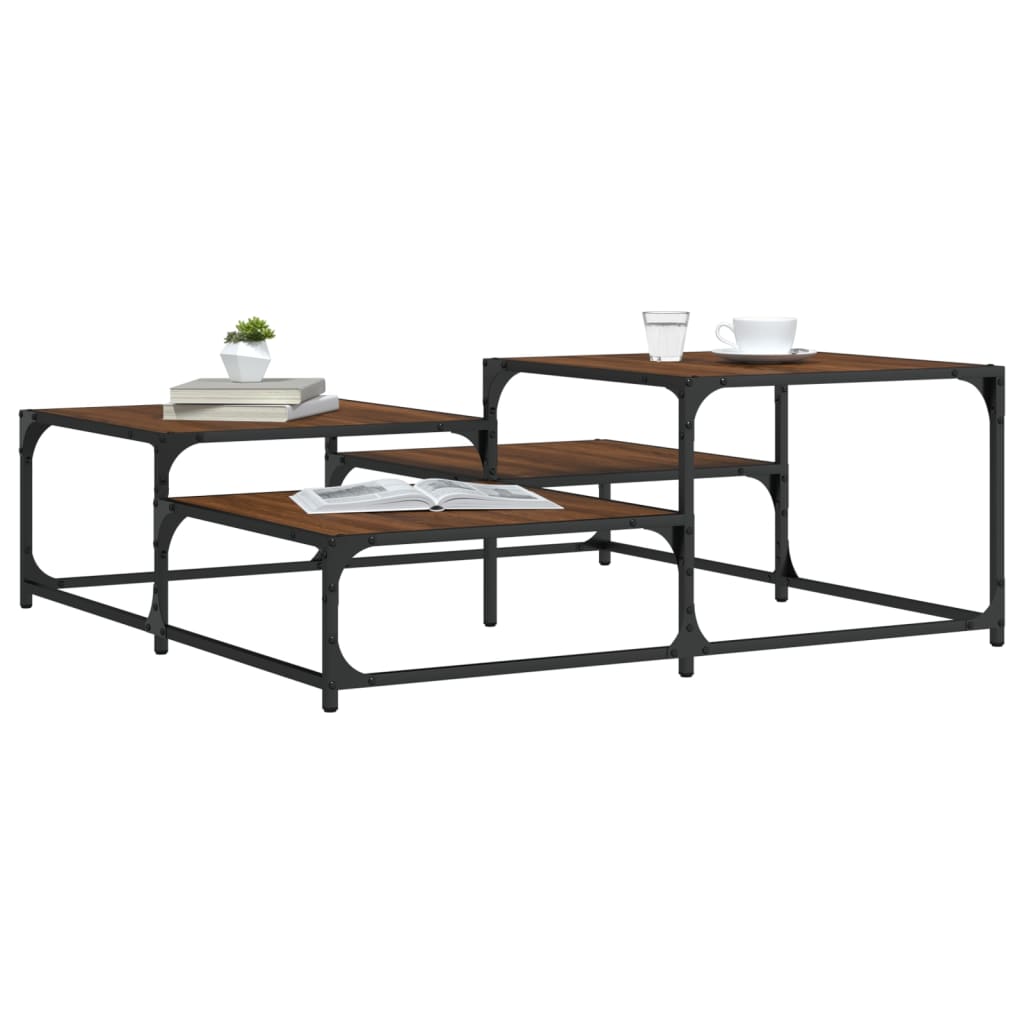 Salongbord brun eik 107x107x40 cm konstruert tre