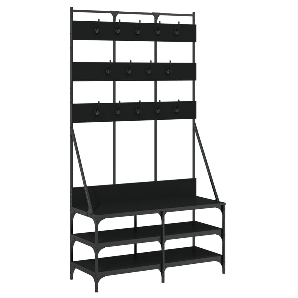 Klesstativ med skooppbevaring svart 100x40x184 cm