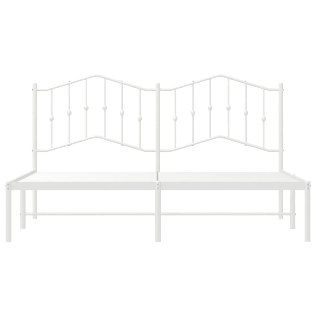 Sengeramme i metall med hodegavl hvit 183x213 cm