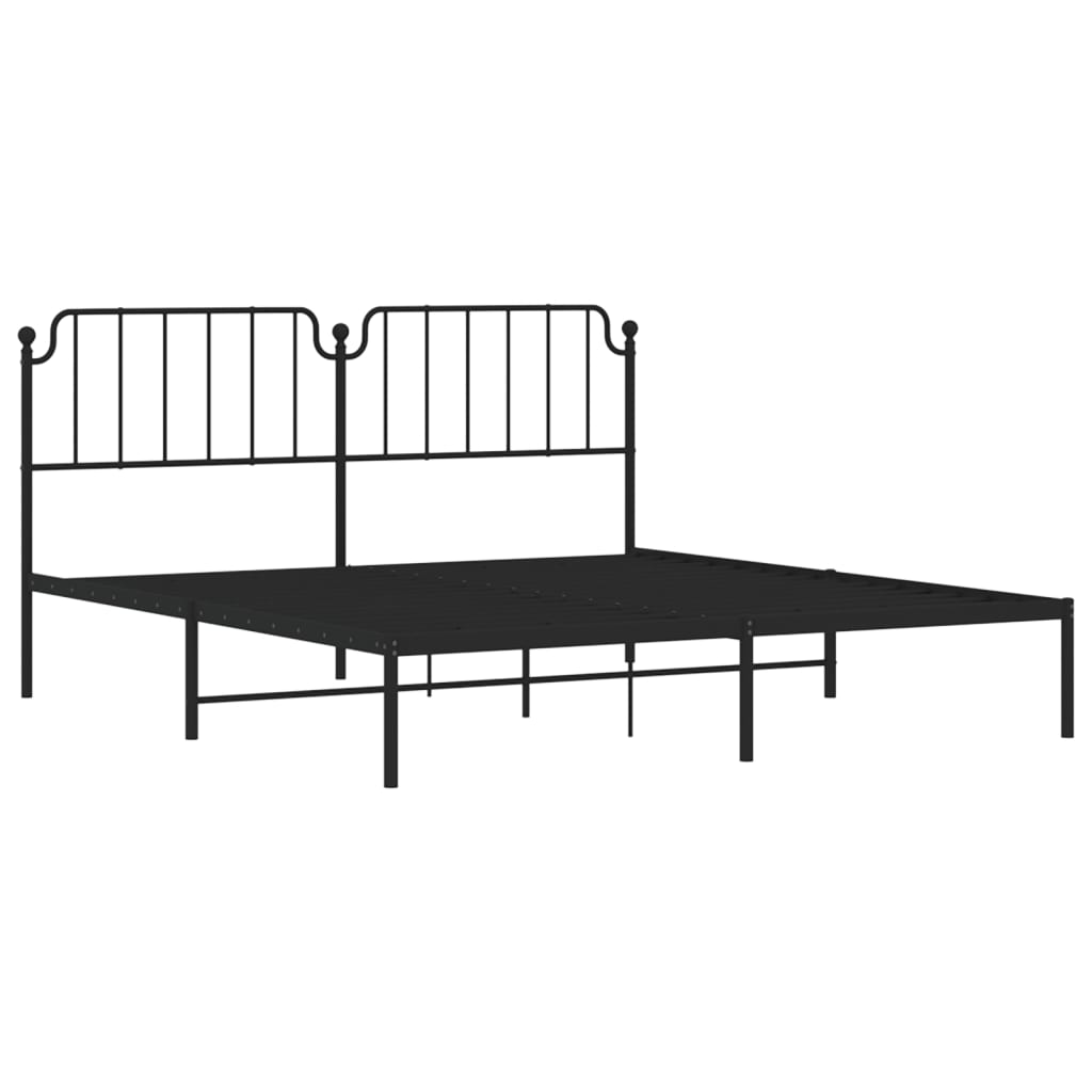 Sengeramme i metall med sengegavl svart 183x213 cm