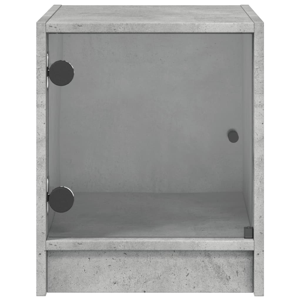 Nattbord med glassdører 2 stk betonggrå 35x37x42 cm