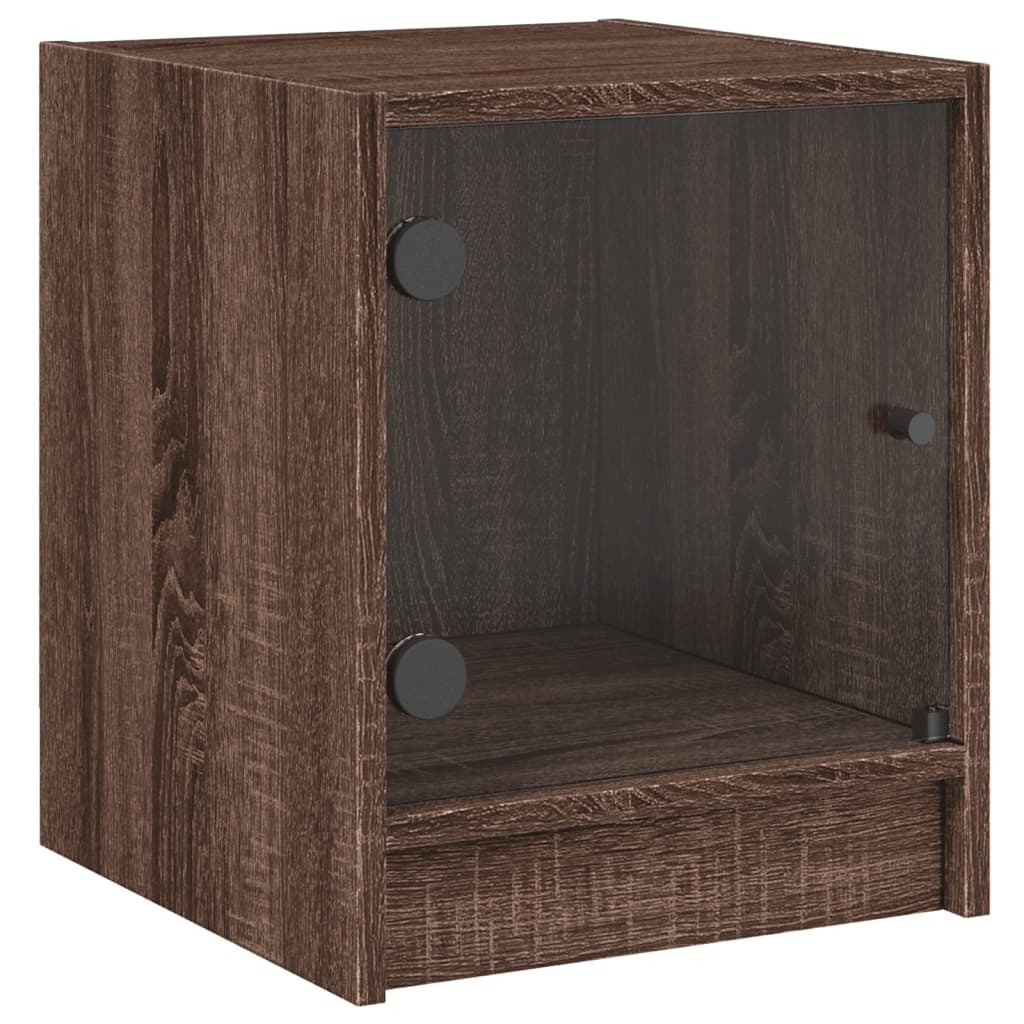 Nattskap med glassdører brun eik 35x37x42 cm
