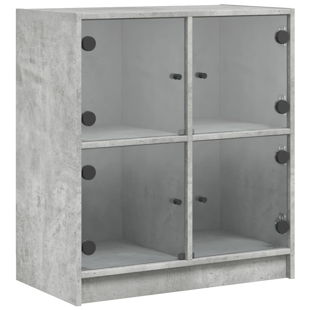 Sideskap med glassdører betonggrå 68x37x75,5 cm