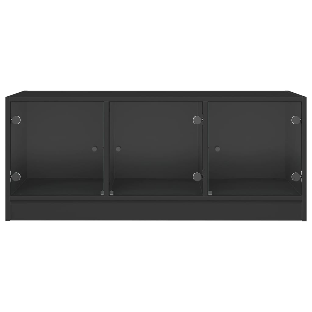 Salongbord med glassdører svart 102x50x42 cm