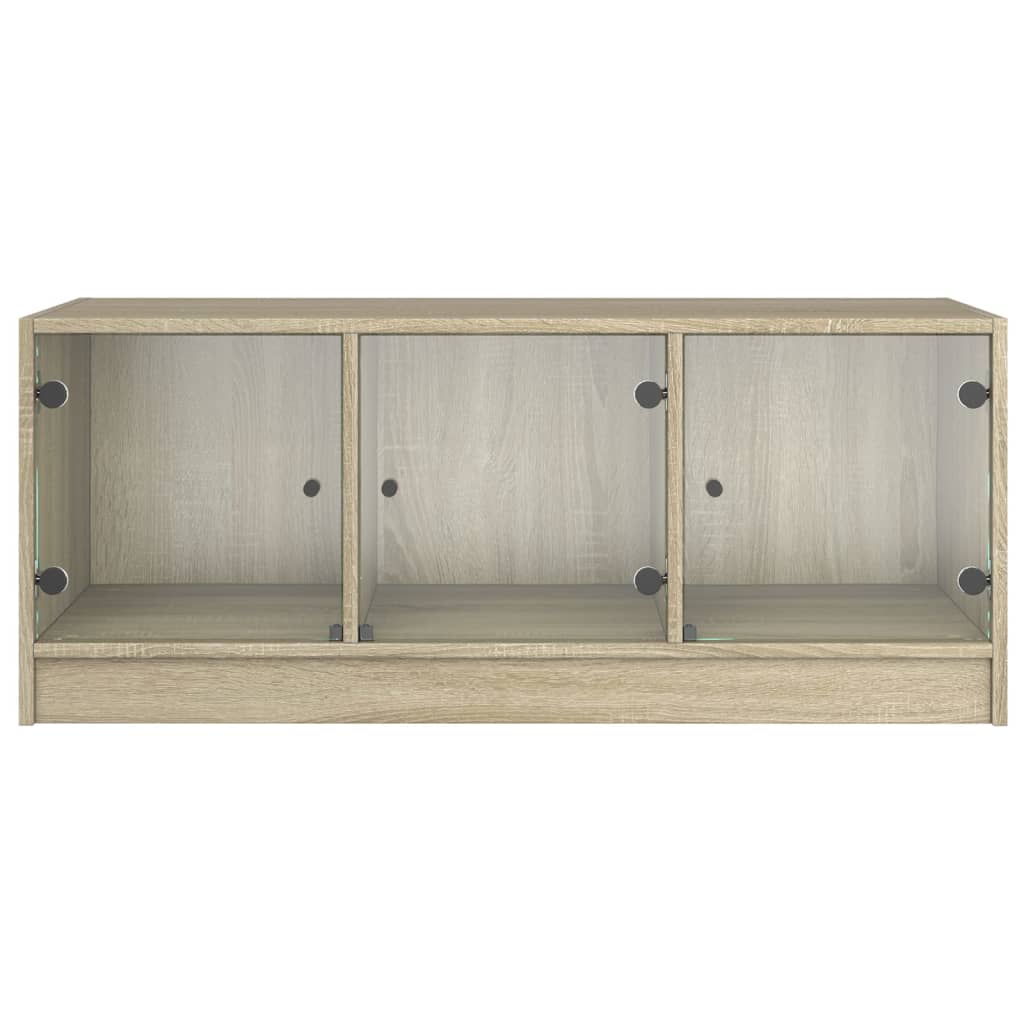 Salongbord med glassdører sonoma eik 102x50x42 cm