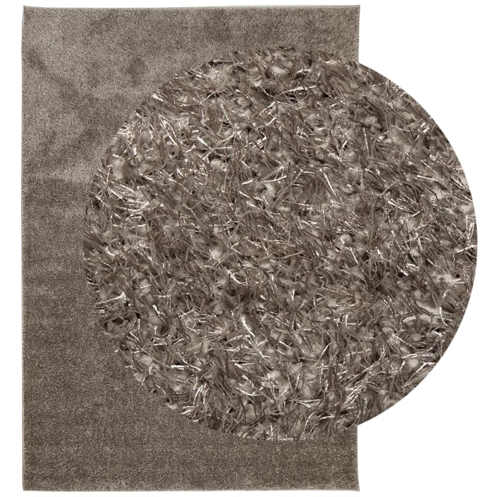 Teppe ISTAN med lang luv skinnende utseende grå 160x230 cm