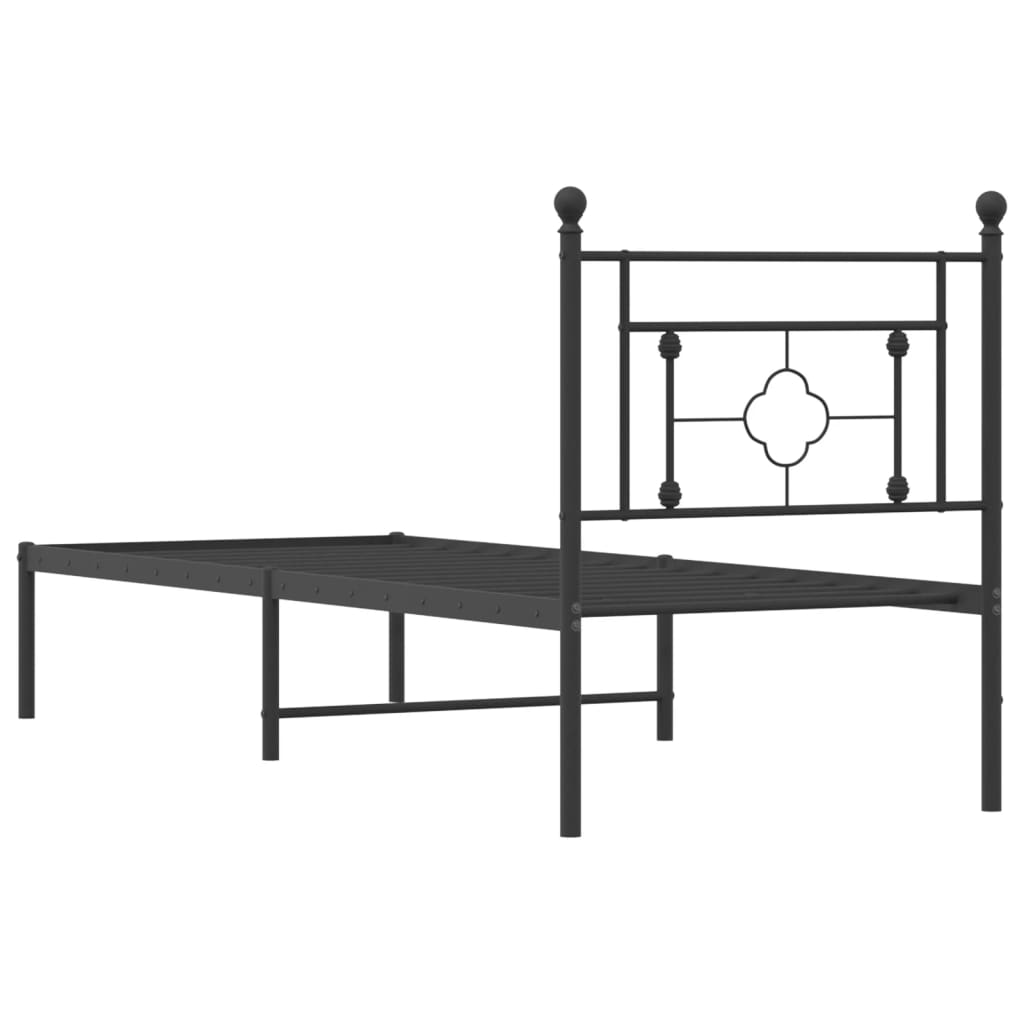 Sengeramme i metall med hodegavl svart 75x190 cm